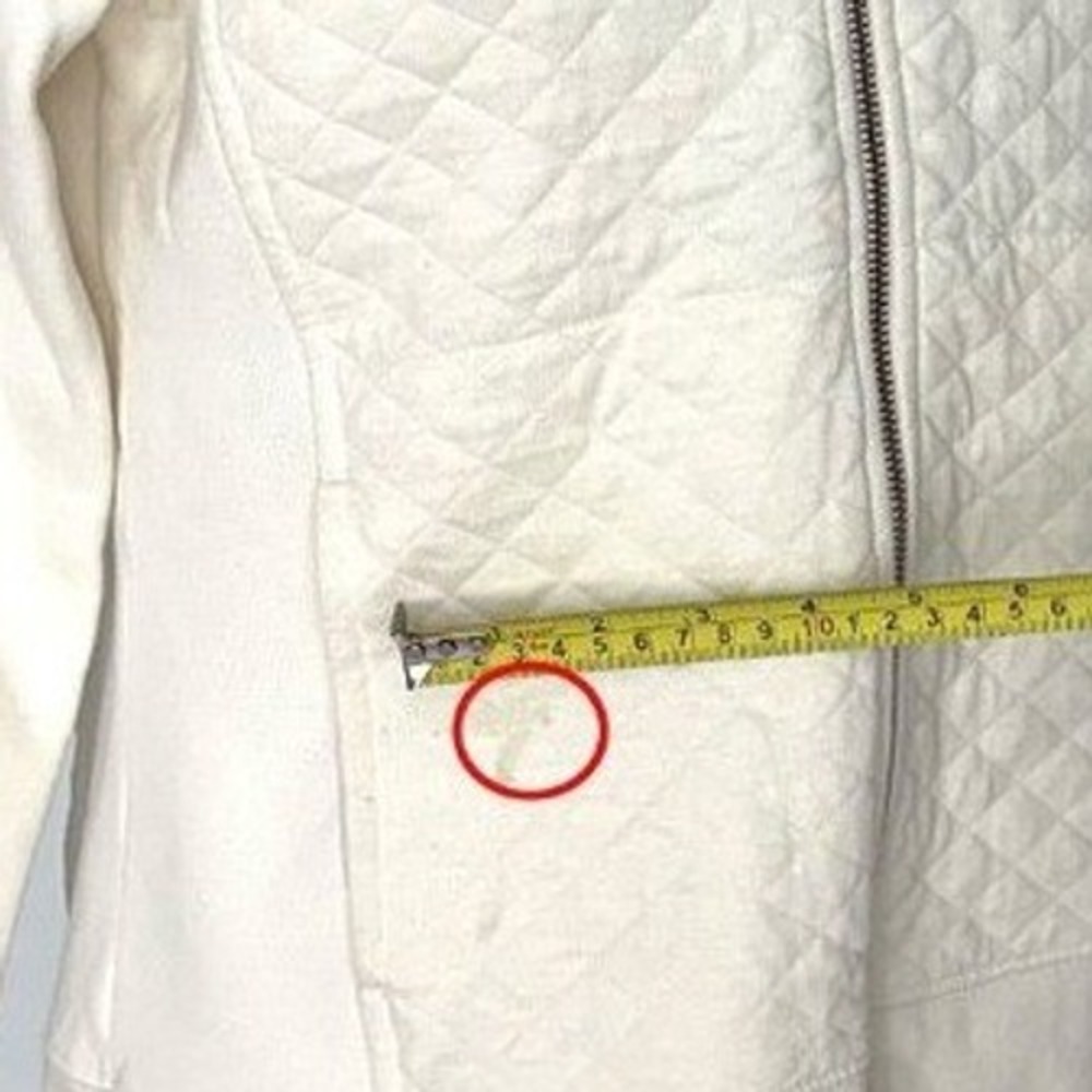 L.L. Bean Womens Diamond Quilted Full Zip Mock Neck Jacket Cream Petite Small - Picture 6 of 6